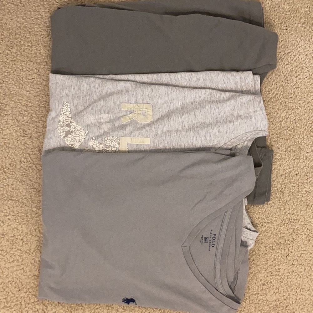 Lot of Gray XXL Shirts - 2 Ralph Lauren, 1 Bonus